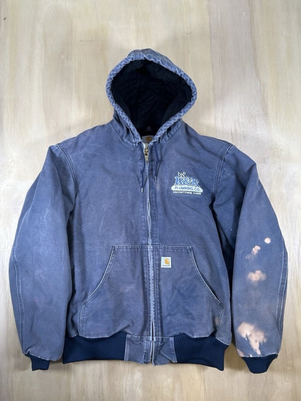 Vintage Carhartt Men's J140 NVY Jacket Distr Quilted Lining Navy Blue Size Large